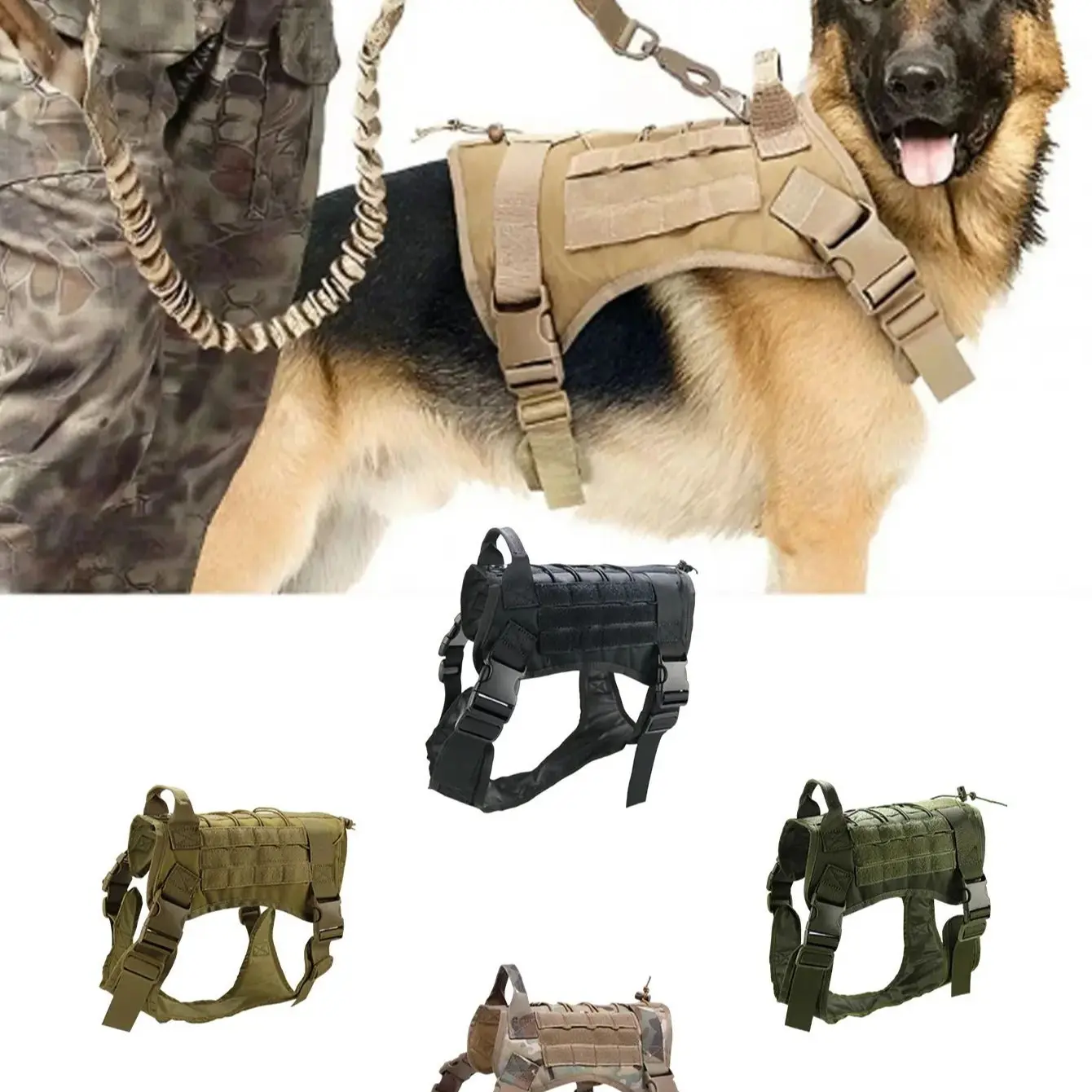 Adjustable Tactical Dog Harness, Breathable and Comfortable, Suitable for Medium and Large Dogs, Ideal for Daily Use and Training