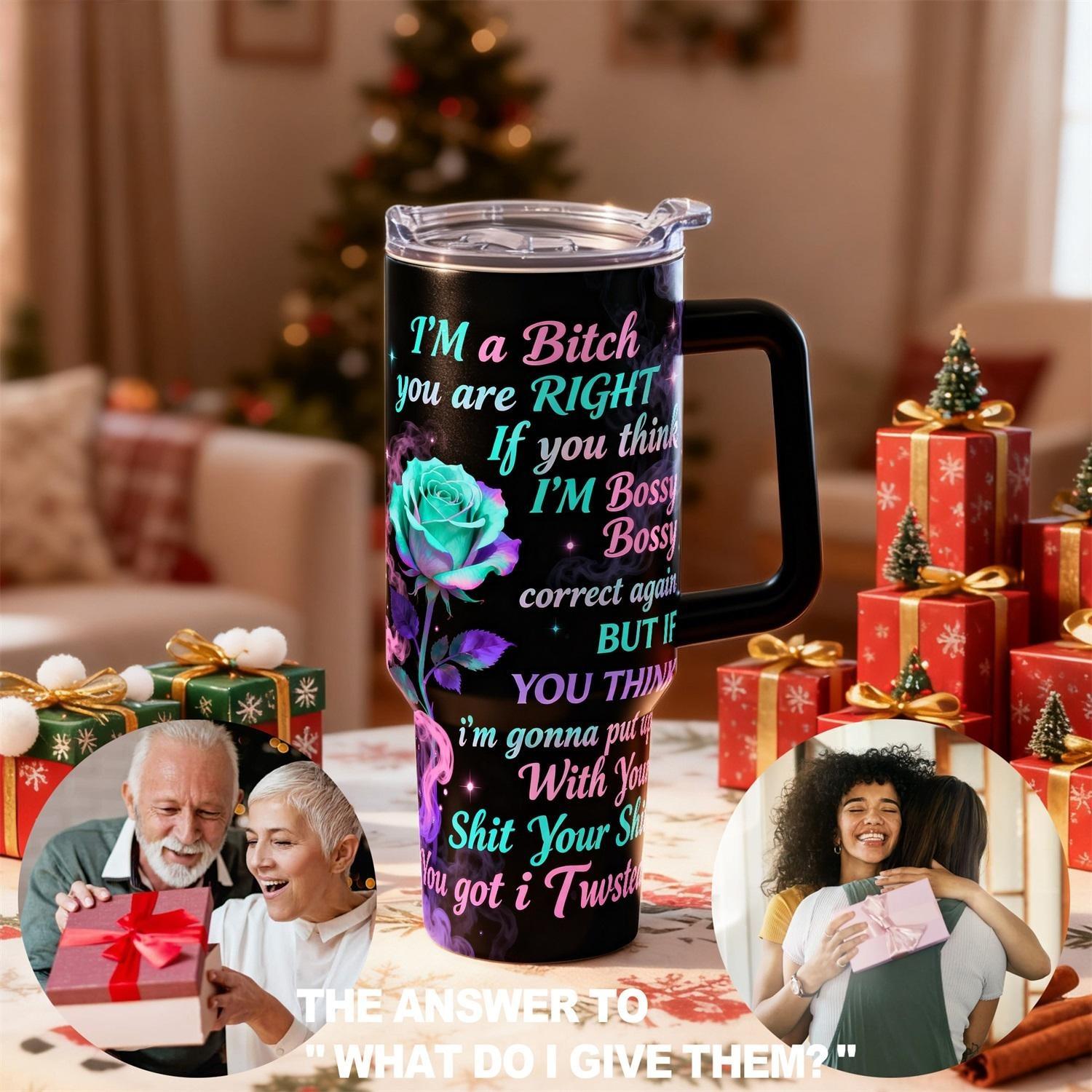 Stainless Steel Insulated Tumbler with Lid, Reusable Vacuum Insulated Flask, 40oz 30oz 22oz 20oz 14oz, Double Wall Vacuum Insulated Water Bottle Hot Cold 24 Hours, Leakproof Travel Mug with Rose and Smoke Gift for Women Men Kids, Insulated Cups