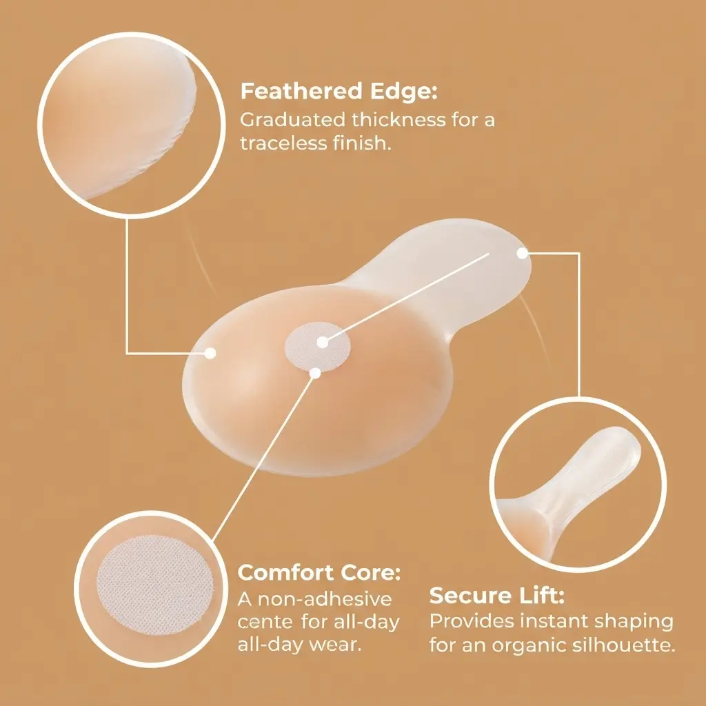 2Pcs Reusable Silicone Bra Inserts, Adjustable Push‑Up Lift Breast Pads, Strapless Invisible Underwear Accessories for Women, Anti‑Show for Summer Wedding & Daily Outfits