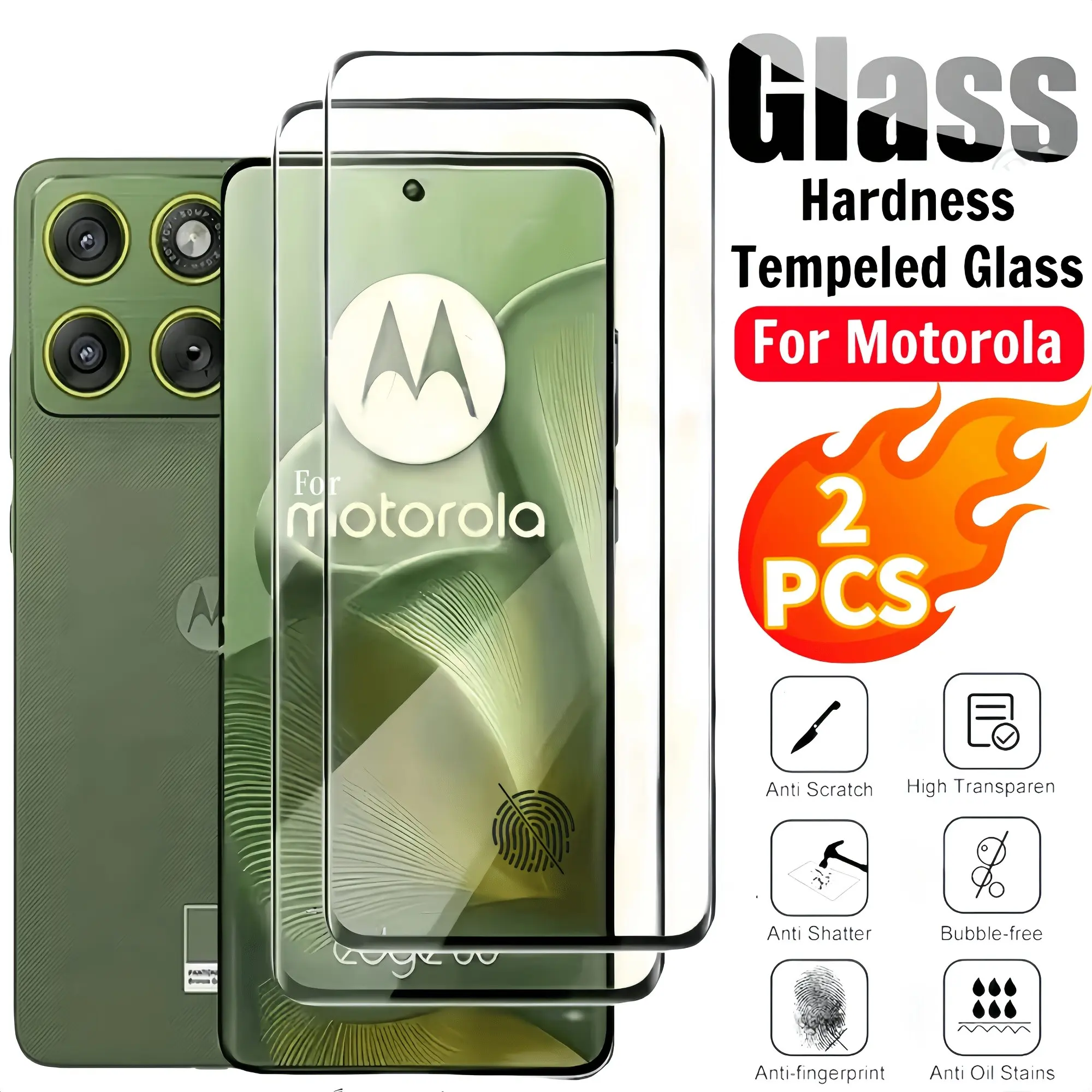 2pcs High-Definition Tempered Screen Protector for Motorola Edge Series, Anti-Fingerprint, Quick Unlock, Full Coverage