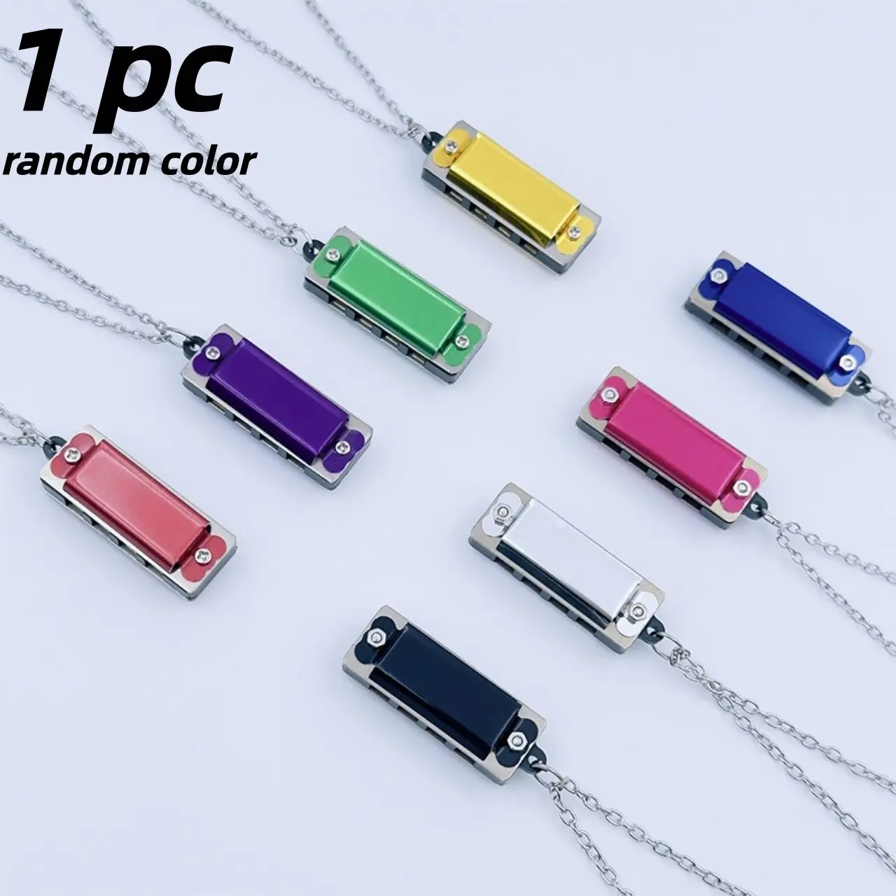Mini Compact Harmonica Necklace, 4 Holes 8 Notes, Ideal Gift for Music Lovers Beginners, Perfect Present for Musical Enthusiasts