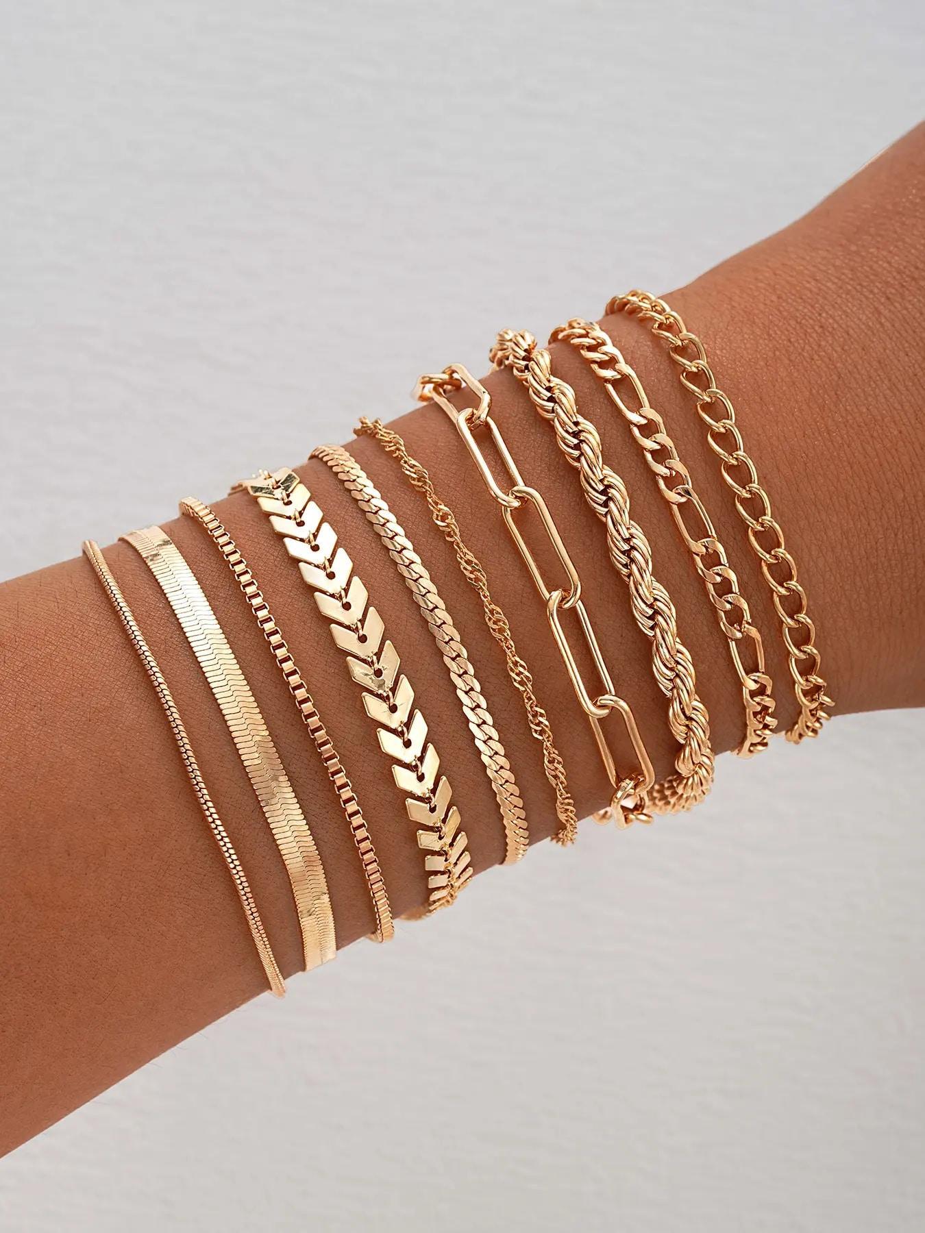 Women's Elegant Faux Pearl & Rhinestone Decorated Matching Bracelet Set, Exquisite Trendy Bracelet, Fashionable Jewelry Design for Women & Girls As Gift, Pearl Beaded Bracelet, Stackable Bracelet Set, Bracelet Bundle, Bracelets Stack