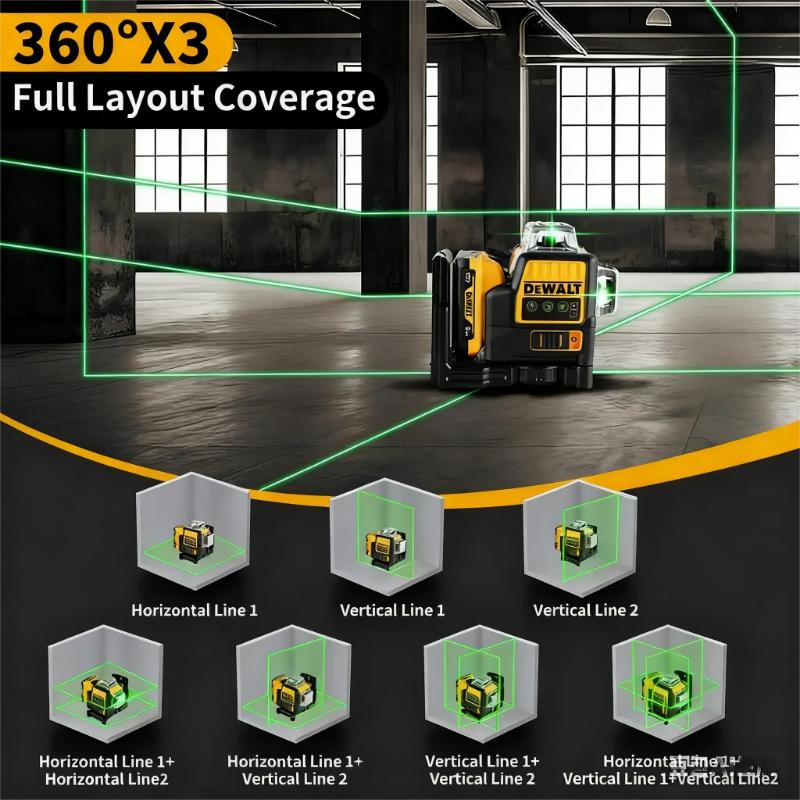 DEWALT DW089LG 12V Cordless Green Laser Level 12 Lines 360° for DIY & Professional Use