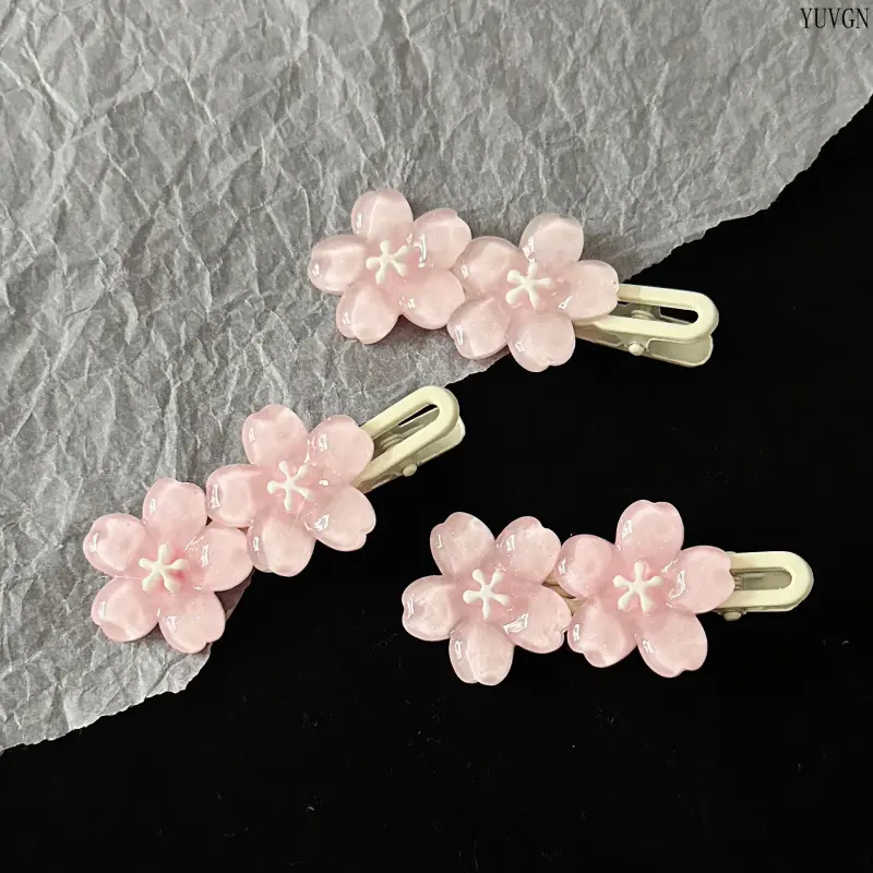 10PCS Dual Flower Side Hair Clip, Pastel Floral Flat Barrette, Sweet Fashion Hair Accessories for Women Daily Outdoor Party