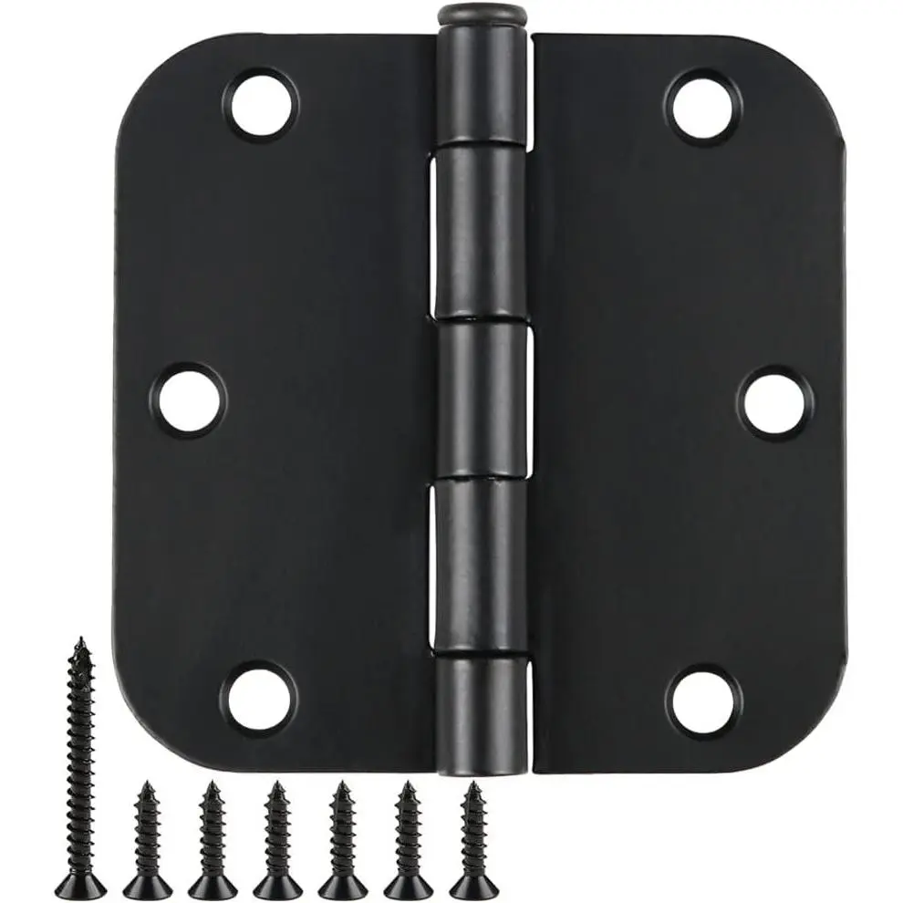 TDCHINGES Rounded Matte Black Door Hinges 3.5 Inch 5/8" Radius No Squeak | 30 Pack Interior 3 1/2" Flat Iron Bifold Standard Bedroom Indoor for Closet Doors 3 ½" Heavy Duty Hardware Doorway Study Room
