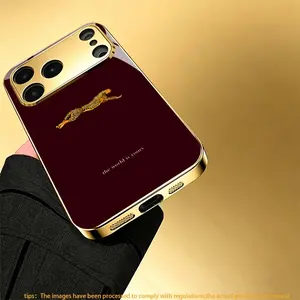 Leaping cheetah pattern design phone case for Redmi Note 14 4G/Note 14 5G/Note 14 Pro 4G/Note 15 4G/NOTE 15 5G/NOTE 15 PRO 4G/NOTE 15 PRO 5G/NOTE 15 PRO PLUS 5G/A7 PRO 4G Light luxury gold glass texture phone case