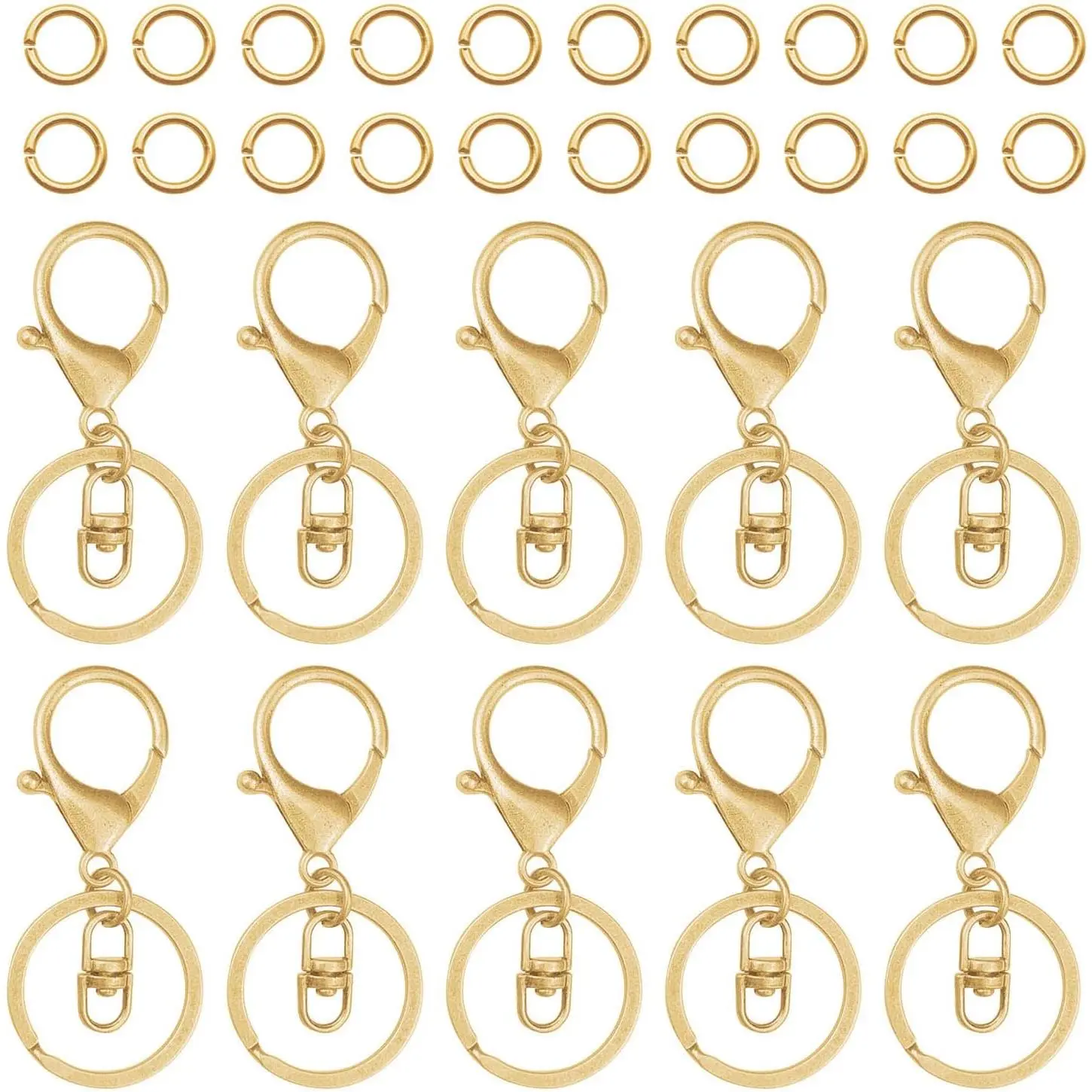 30 count  Lobster Claw Clasps  for  Making,Metal Lobster Clasp Swivel Trigger Clips with Swivel Clasps Hook Clips Flat Split  Ring 100 count Open Jump Ring for DIY Craft Making
