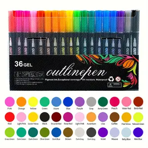 48-Color Dream Metal Double Line Contour Pen, Graffiti Painting DIY Color Marker, Glitter Highlighter, Ideal for Writing & Drawing