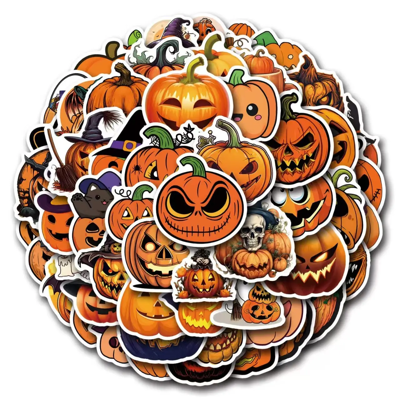 Halloween Pumpkin Stickers, 55pcs Wicked Pumpkin Stickers, Adult Halloween Stickers, Vinyl Pumpkin Decor Stickers, Water Bottle Decals, Party Gifts
