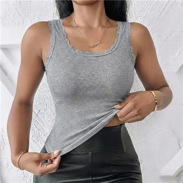 Women Tank Top Casual Sexy Chic Versatile Sleeveless Tops Square Neckline Adjustable Straps Basic Slim Fits Double-Layered Design Effortless styling White Womenswear