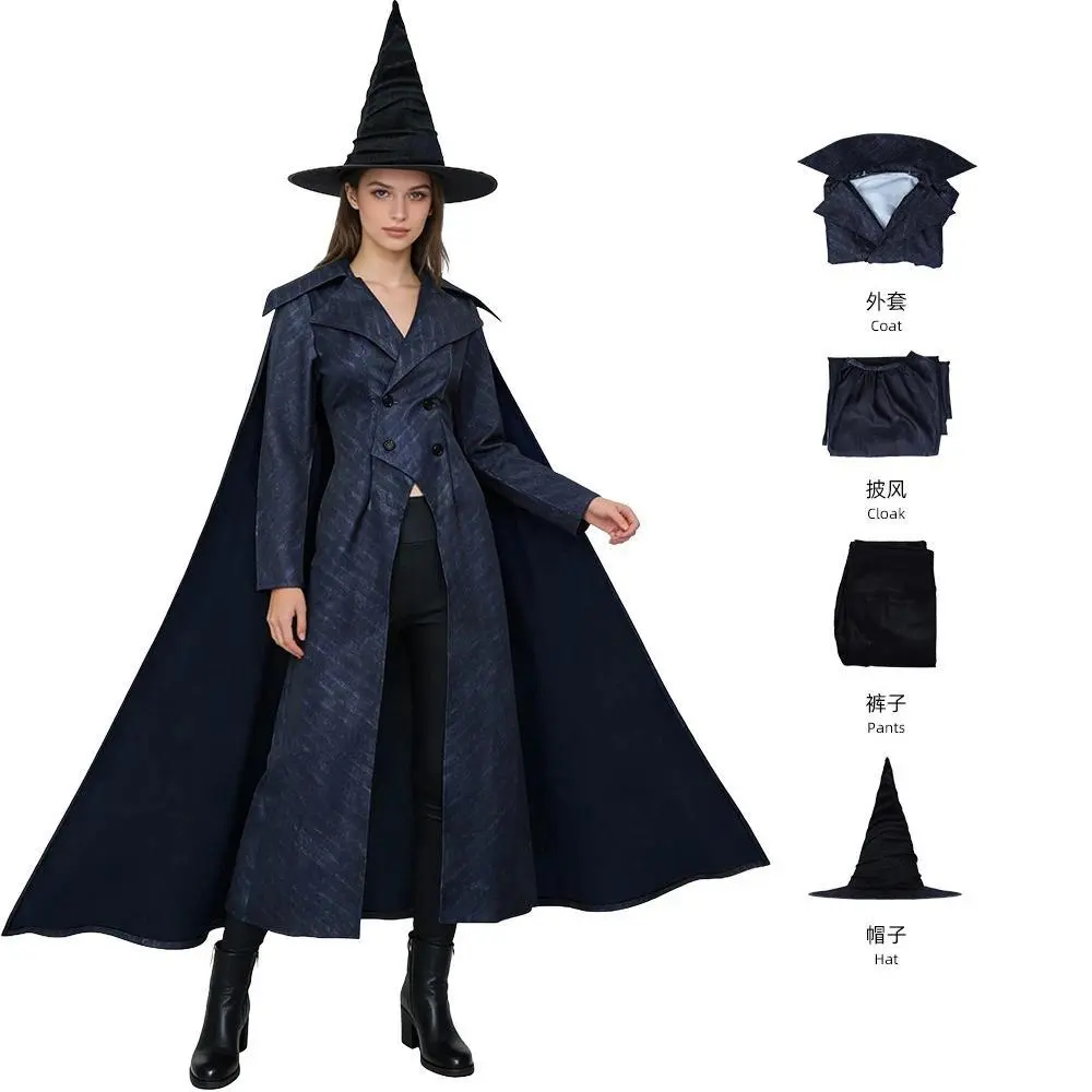 New Move Wicked For Good Elphaba Cosplay Costume Black Dress with Hat For Adult  Halloween Party