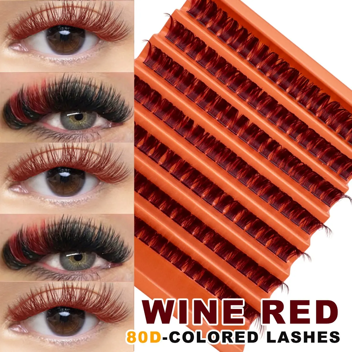 Segment False Eyelashes, Bold Colorful Style, 80D Dense Fluffy Fibers, Beginner DIY Self-Application, Party Makeup Performance Lashes, Voluminous False Eyelashes