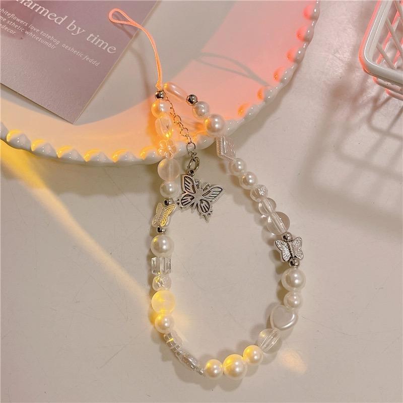 Butterfly Design Beaded Phone Chain, Cute Phone Lanyard, Creative Cell Phone Charm, Phone Decoration, Fashion Phone Accessories for Women & Girls