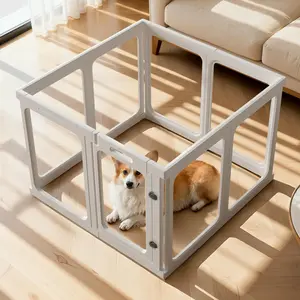 White Transparent Acrylic Pet Playpen, Lightweight & Sturdy Divider Fence, Easy to Assemble & Clean Indoor Barrier for Puppies, Small Dogs, Rabbits & Mini Pigs