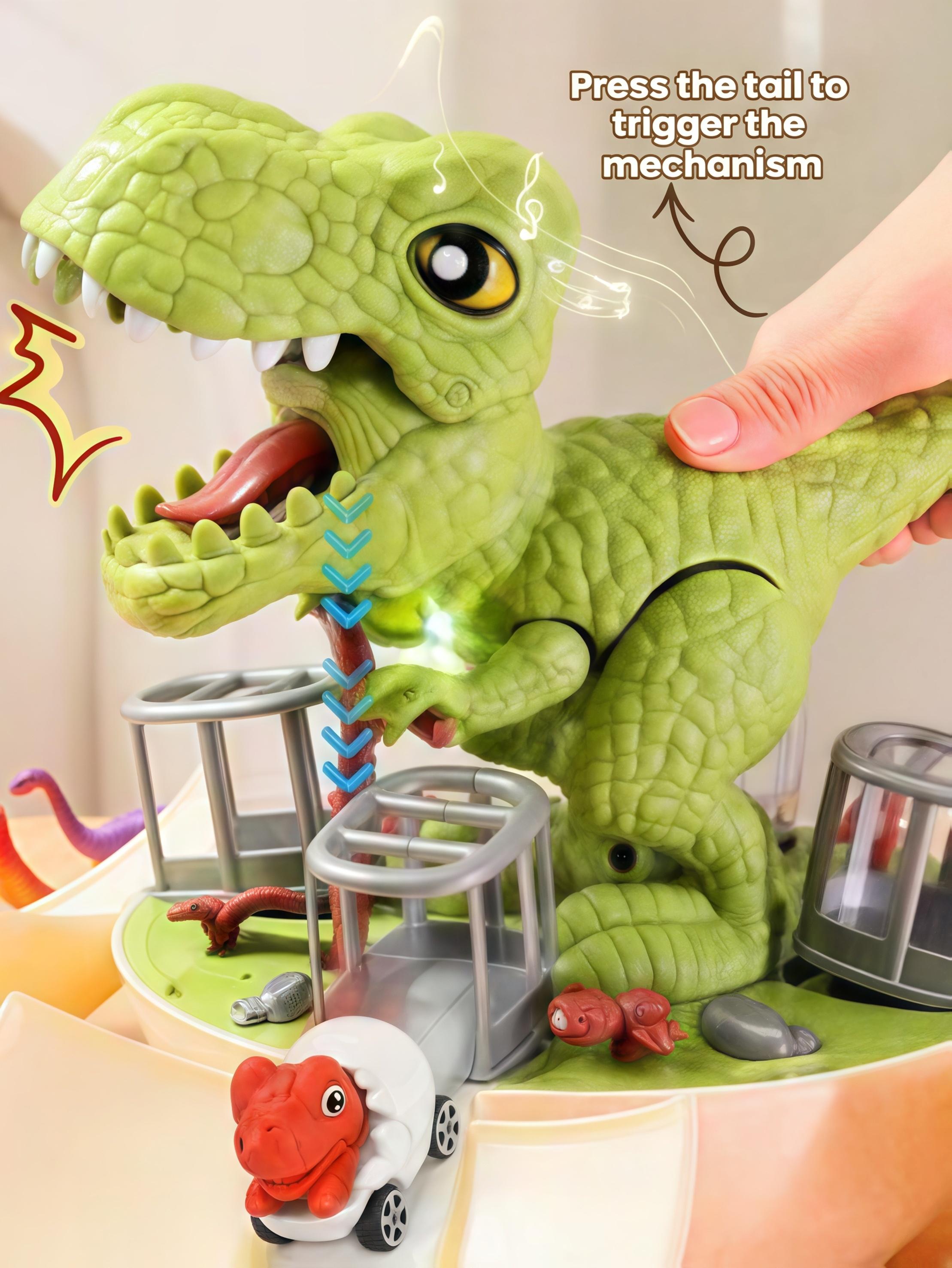 15-piece dinosaur toy set with dinosaur egg track car