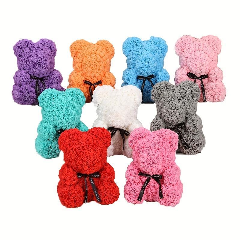 Artificial Rose Bear for Room Decor, 1 Count Colorful Cute Bear Artificial Plants, Flower Bear, Anniversary Gift, Decorative Ornaments, Gifts Ideas, Valentine's Day Gift Idea