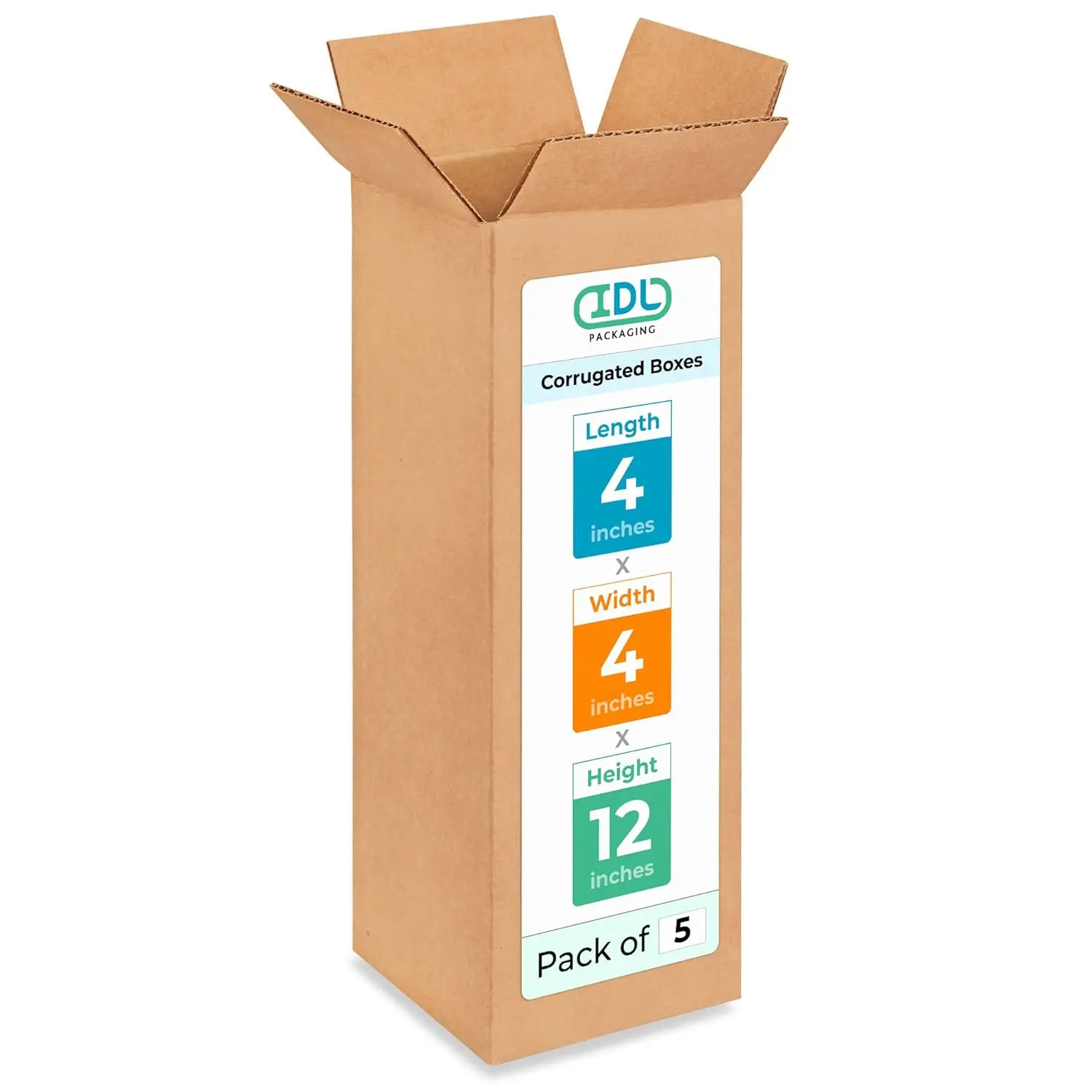 Tall Moving & Shipping Boxes 4 x 4 x 12 inches (5-Pack) - Strength 200 vs Regular - USA-Made Corrugated Moving Boxes for USPS/UPS/FEDEX - Box for Packaging, Moving, Shipping by