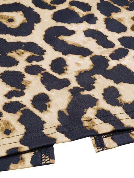 Aliling Women's Elegant Leopard-Print Back-Split Dress, Deep V-Neck Long-Sleeve High-Waisted Bodycon Christmas Party Dress, Suitable for All-Season Wear