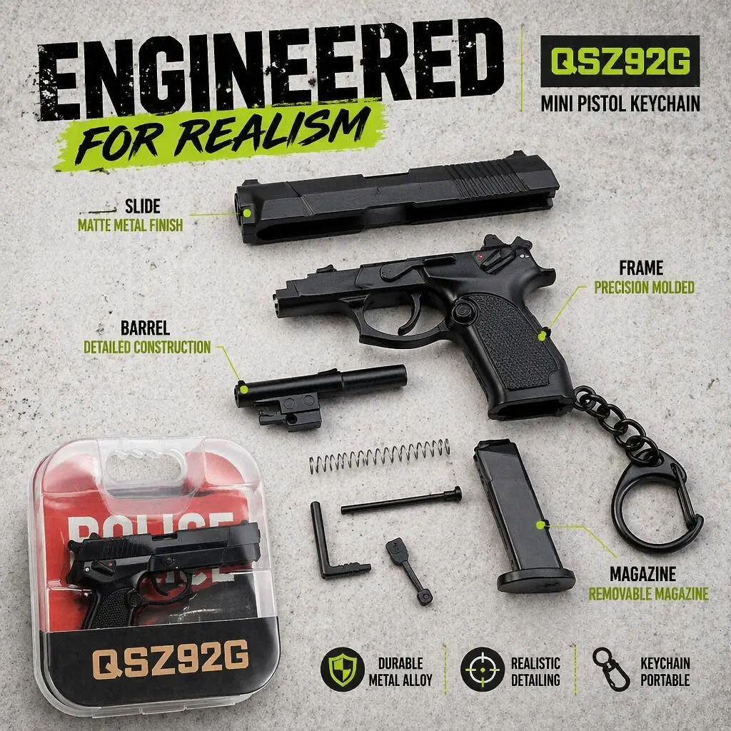 Simulated Mini Pistol Model Keychain Pendant