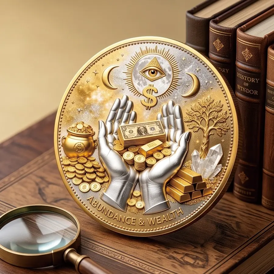 New Elegant Wealth Abundance Commemorative Coin, All-Seeing Eye Collectible, Lucky Charm Amulets for Prosperity, Portable Fortune Guardian Token