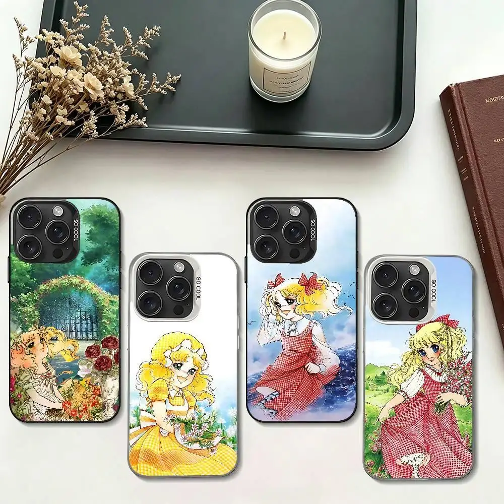 Cartoon Candy Candy Color Silver Electroplated Shockproof Phone Case Designed for iPhone 11-17 Pro Max/Plus & Samsung Galaxy S23-S25