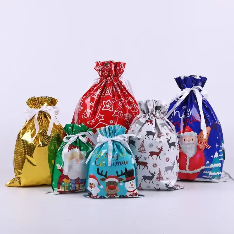 20 Packs Durable Colorfast Gift Bags Assorted Size ,Christmas Drawstring Gift Bags,with Clourful Tag, Wrapping Gift Bags,  Assorted Sizes Holiday Gift Bag (Small Medium Large Jumbo), Christmas Bags for Gifts  Gift Bags