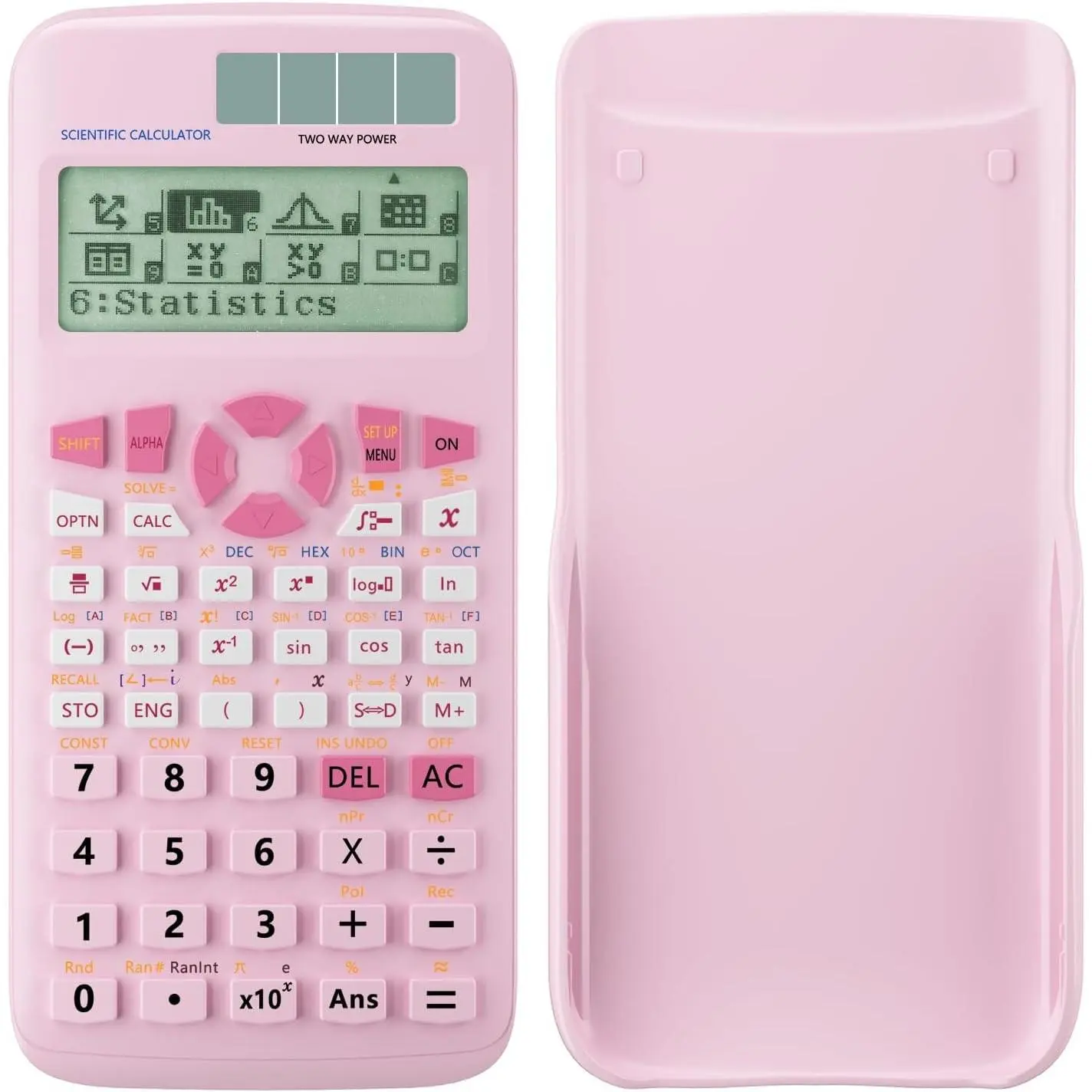 Pink Scientific Calculators for Students, 552 Functions, 4-Line 10+2 Digit Display, Solar and Battery Powered Math Calculator for Middle High School and College, Back to School Supplies
