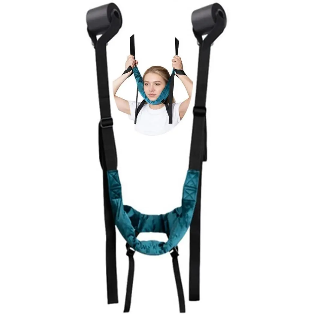 Portable Cervical Traction Harness Neck Stretcher for Home-Adjustable Neck Traction Strap for Neck Fatigue Relief for Adults (Over Door Design)