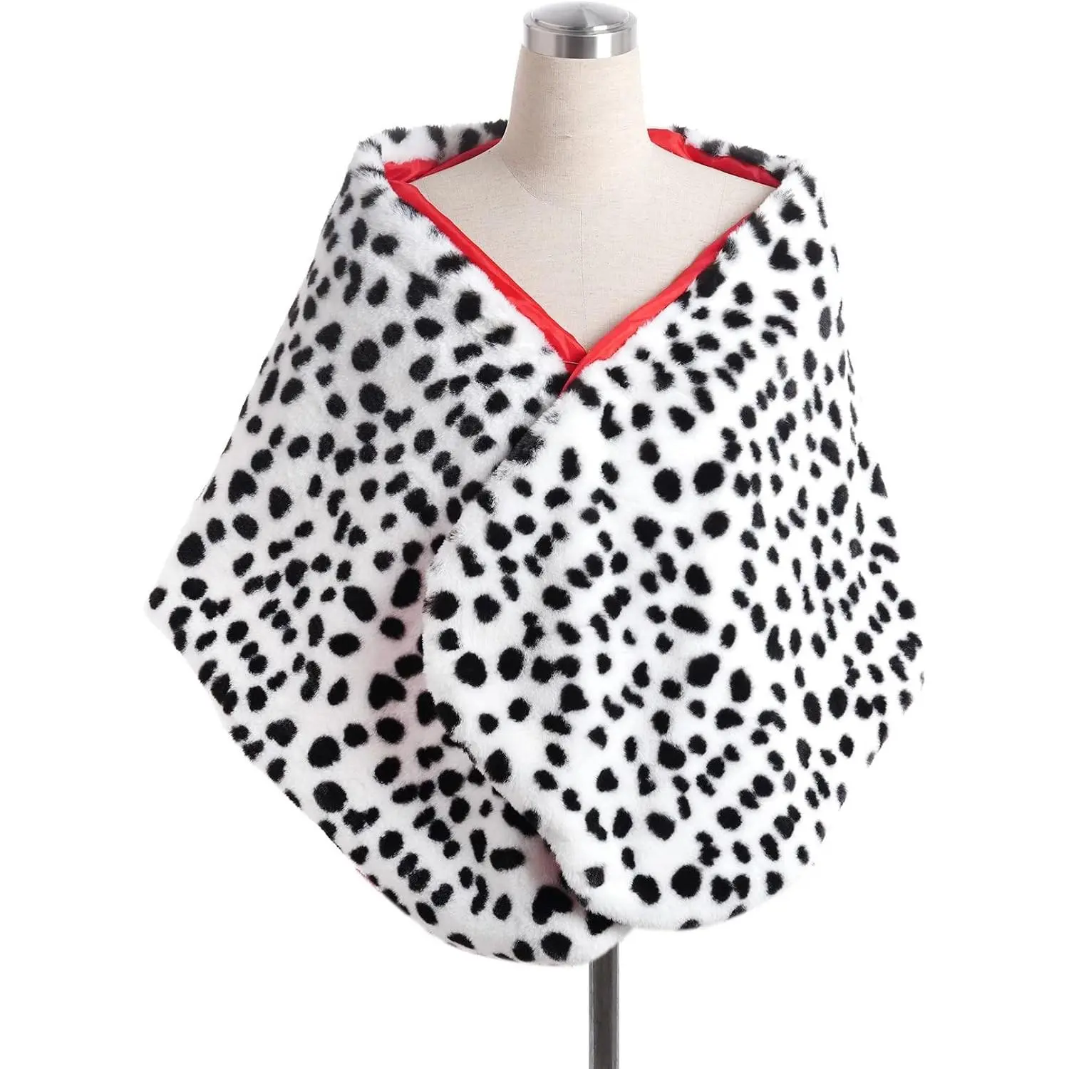 Women's Dalmatian Print Scarf Stole Black and White Fancy Dress Costume Accessories for Halloween Cosplay(Gift)