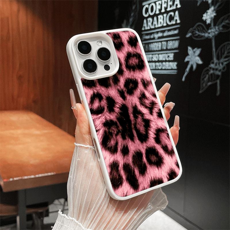 Original Design Magnetic Compatible Case for iPhone 17 Pro Max / 16 / 15 / 14 / 13 / 12 / 11 / XS / XR – Trendy Pink Leopard Fur Print | Stylish Rugged Scratch-Resistant Silicone Cover
