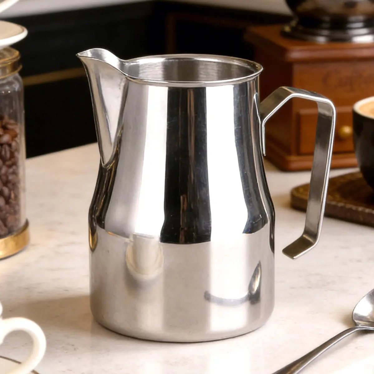Stainless Steel Milk Frothing Pitcher, 12/15/23oz Espresso Steaming Pitcher, Latte Art Tool, Chai Cappuccino Maker, Hot Chocolate Mixer