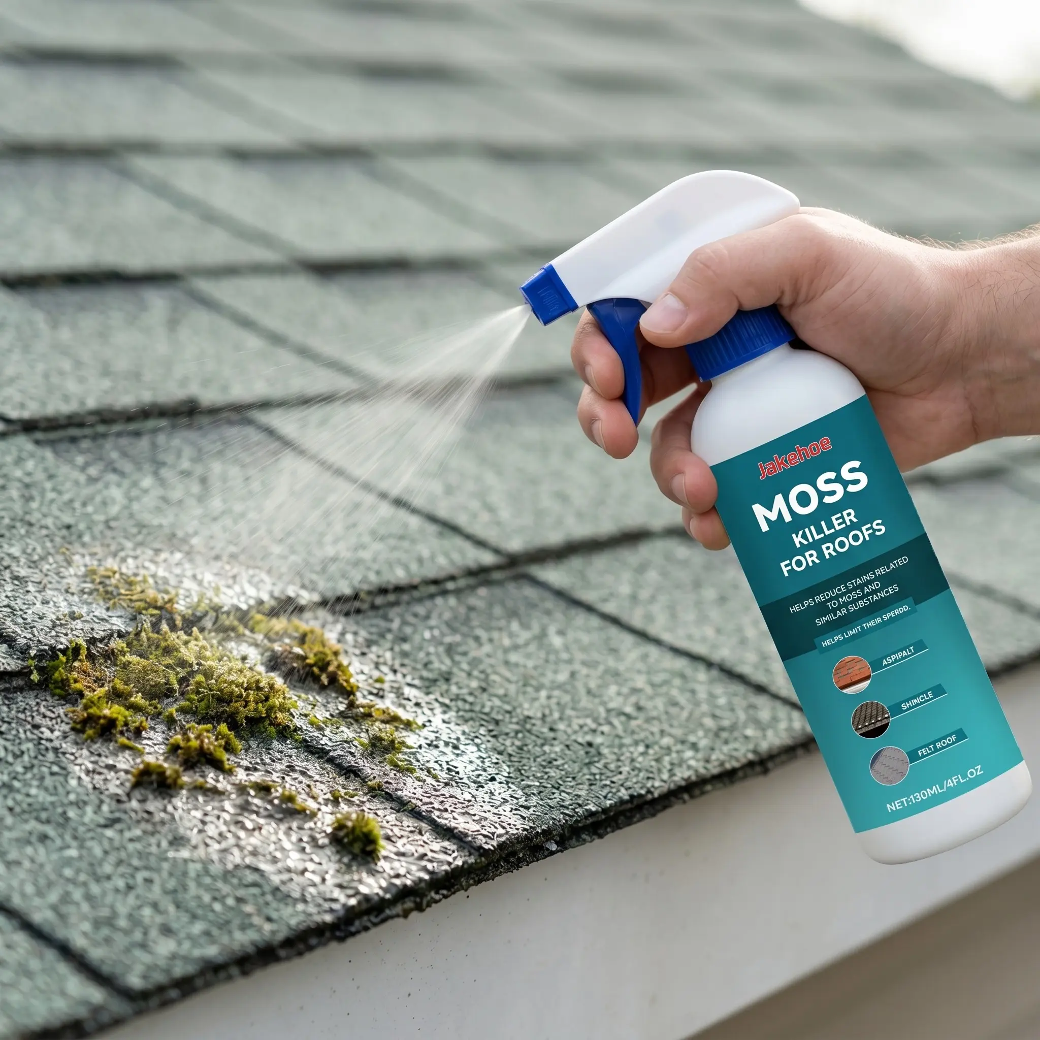 Jakehoe Roof Moss Remover, Powerful Moss Cleaner, Removes Algae, Anti-Mold and Algae, Gentle on Shingles, Outdoor Cleaning