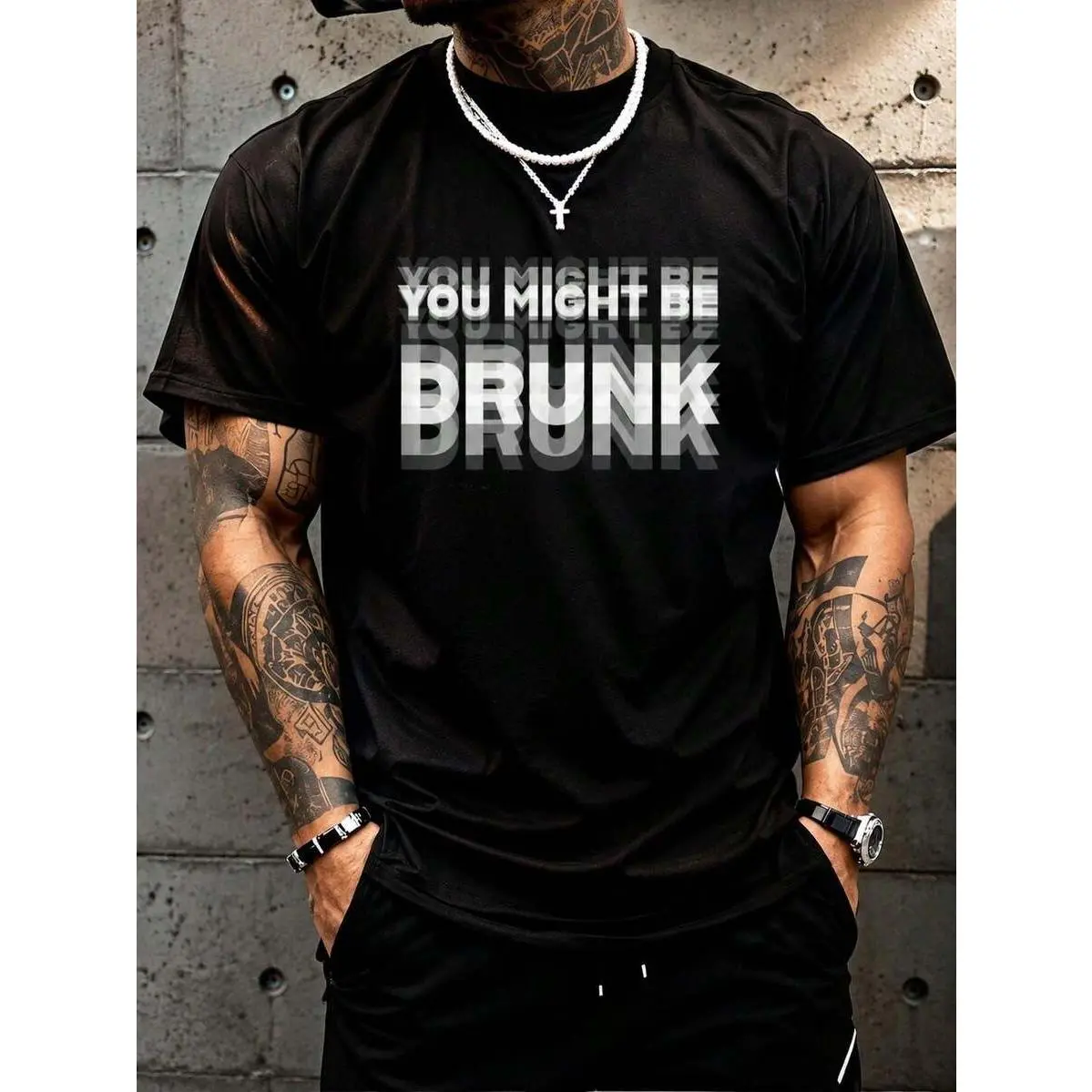 Graphic Tee Men 100% Cotton Oversized Tshirts, Camisetas Para Hombre Blur Brunk Text Print Y2K Summer Casual Ropa De Hombre Tops