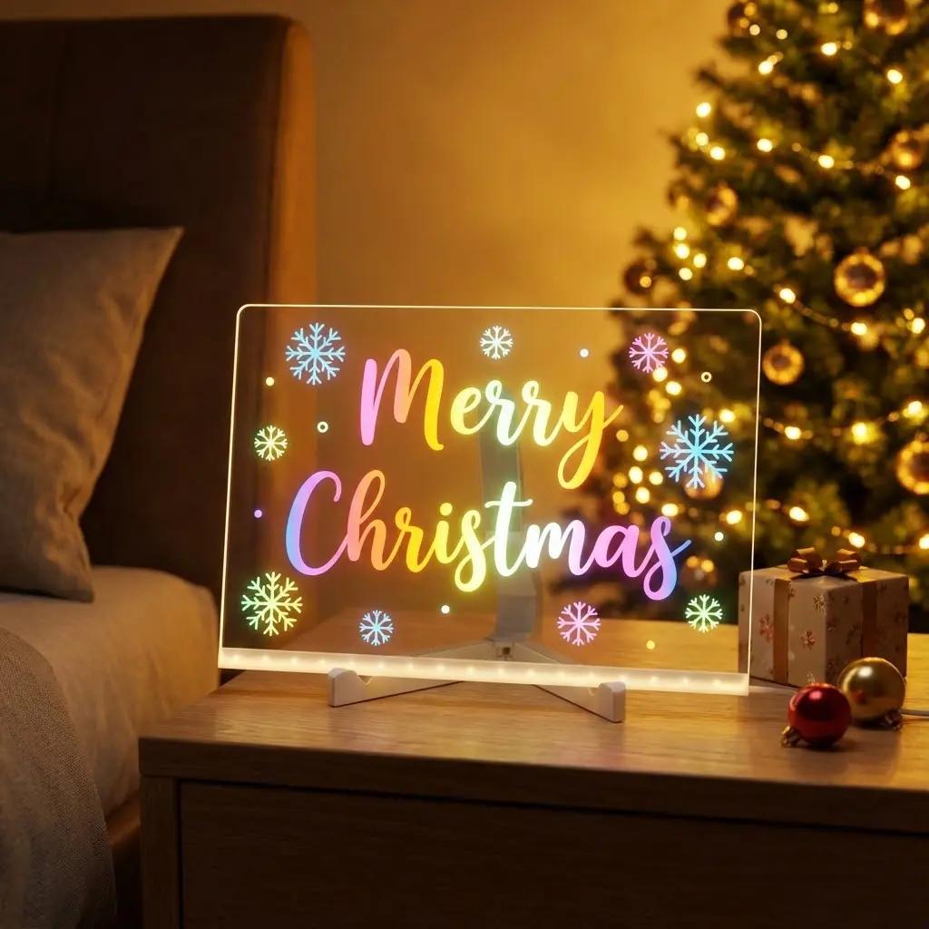 Drawing Board For Kids, Acrylic Dry Erase Light-Up Board with Stand Markers Wipes Erasable Reusable Board for Kids Learning Ideal Gift for Birthday Christmas Decorative Neon Sign Led Effects Rechargeable Led Lighted