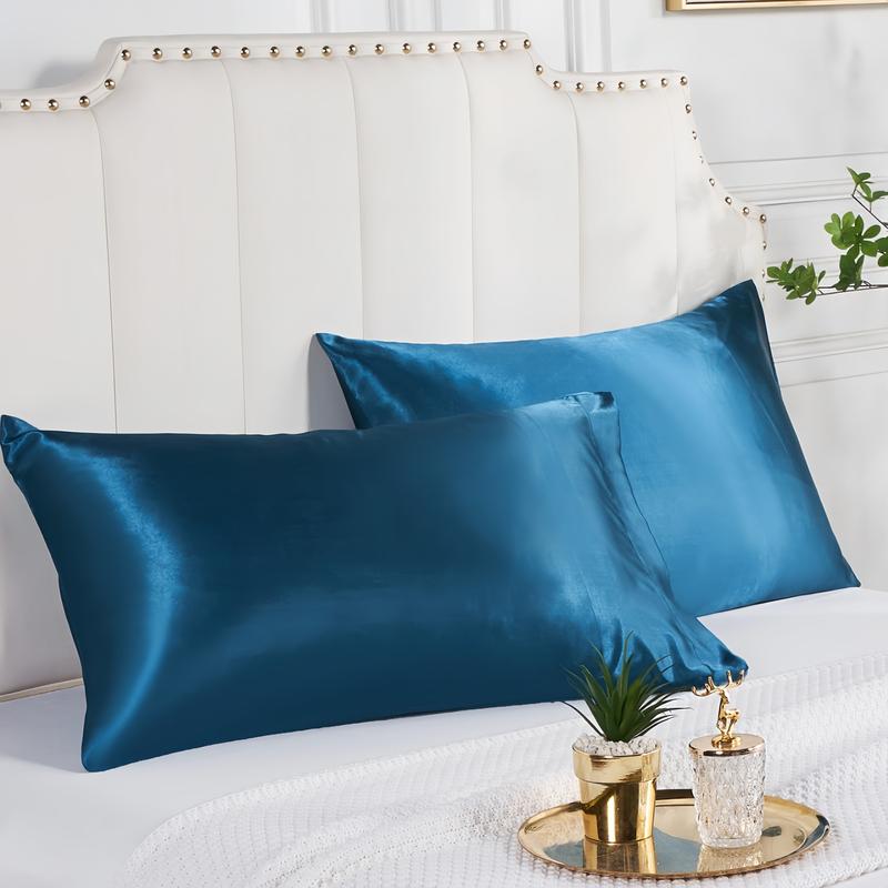 1/2pcs Luxury Soft Silk Pillowcases, Breathable Skin-Friendly Cool Feel, Pure Color Envelope Closure, Bedding Accessories