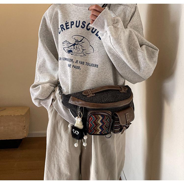 Denim Canvas Dumpling Bag – Cross-body & Waist Bag – Trendy Diagonal Bag for Cool Girls