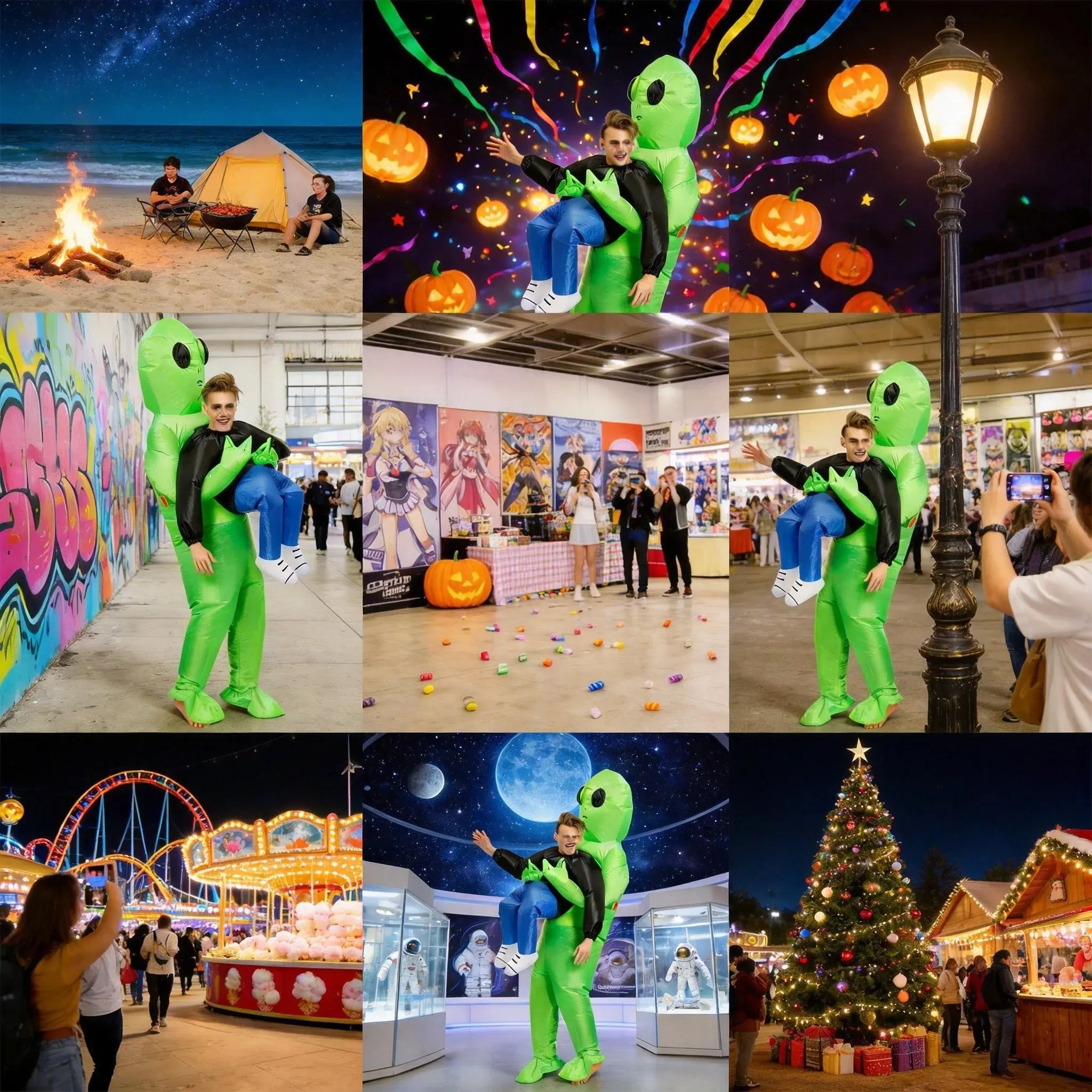 ET-Aliens Inflatable Costume Scary Monster Cosplay For Adult Kids Thanksgiving Christmas Party Festival Stage Children Clothing