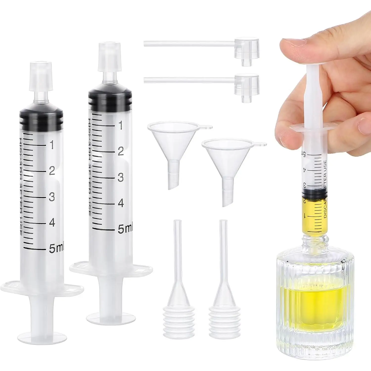 Perfume Refill Tool Kit, 8 count Plastic Clear Dispenser Set, Funnel & Pump for Travel Refillable Atomizer