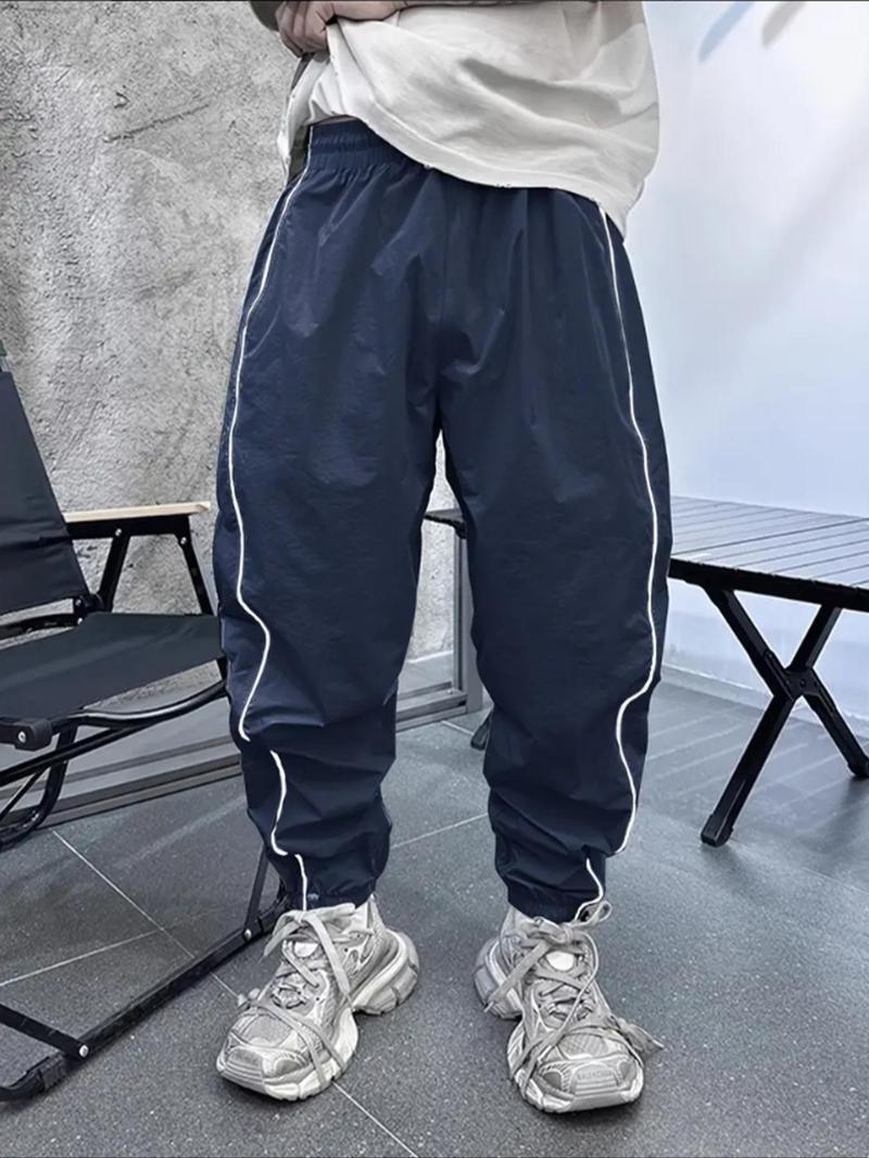 Men's Side-Stripe Drawstring Waist Jogger Pants, Casual Sports Loose Trousers with Pocket for Spring & Fall, Fashion Men's Bottoms for Daily Wear