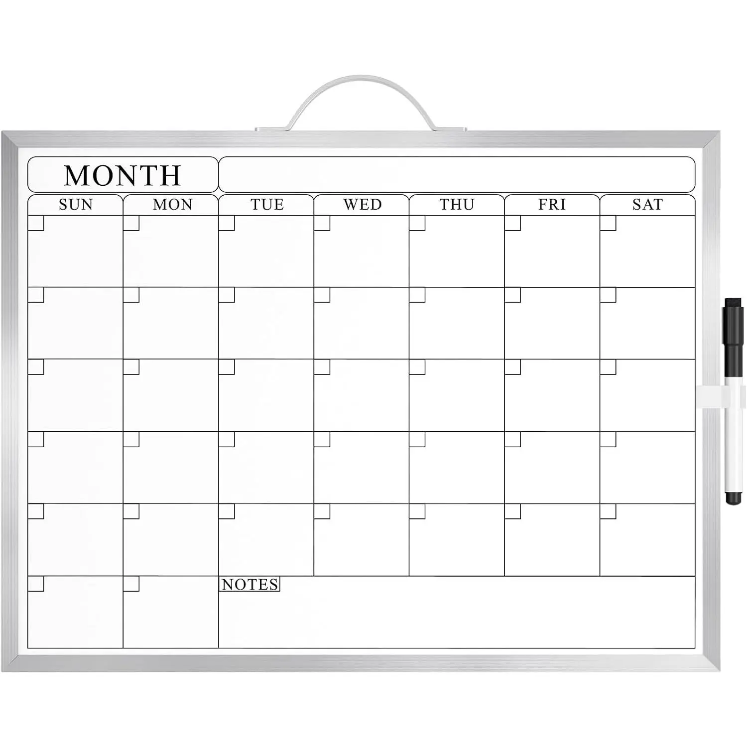 Whiteboard Calendar for Wall, 16"x12" Monthly Whiteboard,   Alloy Framed Small Dry Erase Board with Handle, for Students - Planning, Drawing, Memo,