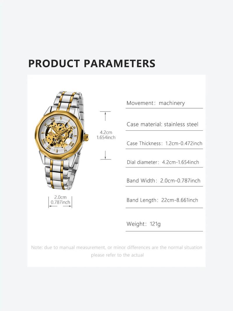 Men's Business Fashion Stainless Steel Mechanical Watch, Business Automatic Wristwatch, Casual Analog-digital Multi-function Wristwatch for Men, Perfect Birthday Gift for Men, with Box