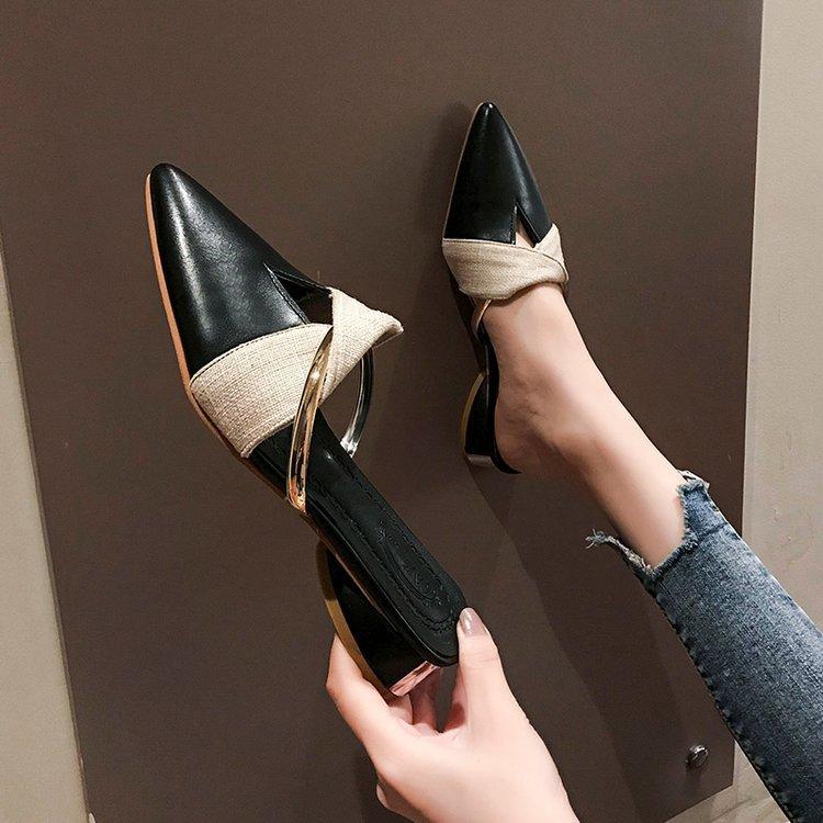 2025 New Women's Closed-Toe Mule Shoes, Fashionable Summer Slip-On Casual Flats, Low Heel Outdoor Slides