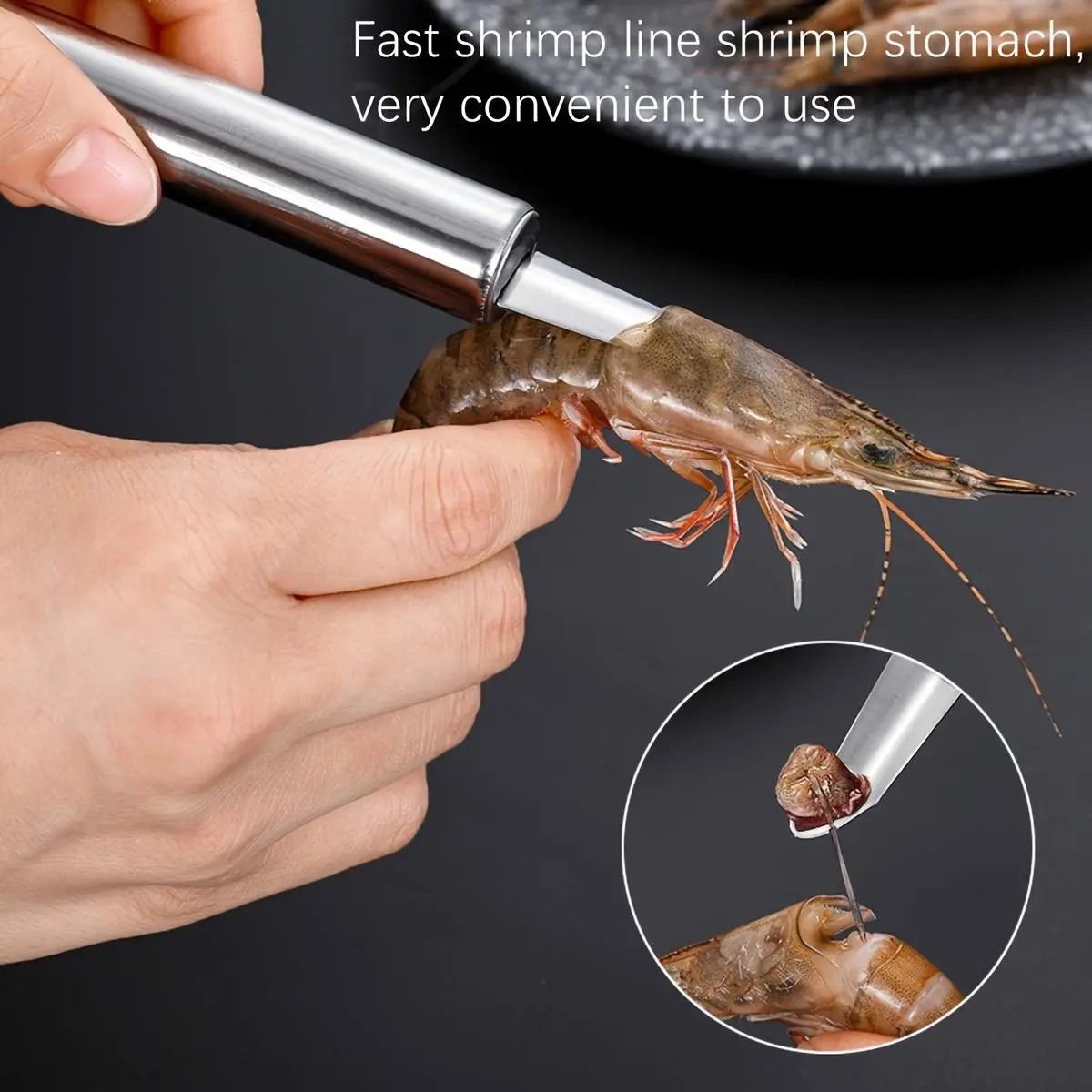 1pc Stainless Steel Shrimp Deveiner, Longan Pit Remover, Shrimp Brain Scoop Tool, Specialized Shrimp Peeler and Back Remover, Stainless Steel Shrimp Deveining Tool, Easy to Clean, Kitchen Gadget