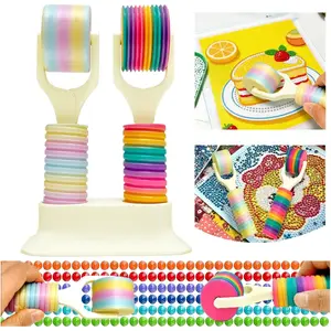 2 Pack  Painting Roller Tool, Detachable  Art Roller with Base for Straightening Pressing Drills for Square Round Drill Canvas Kits, Essential Craft Tool for Rhinestone Embroidery