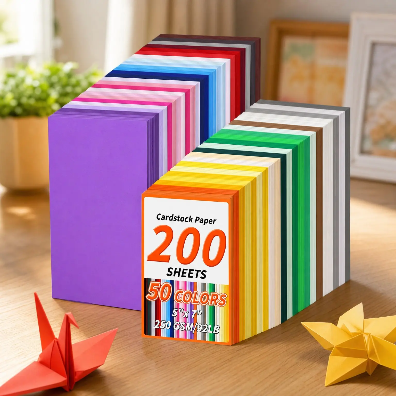 5" x 7" Cardstock Paper, 200 Sheets / 50 Assorted Colors – 250GSM Heavyweight Blank Colored Card Stock for Invitations, Greeting Cards, Postcards & PhotosGift