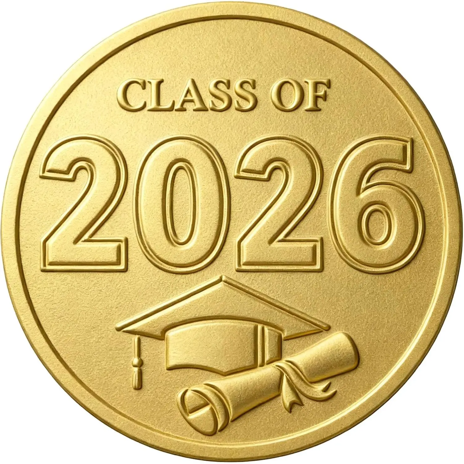 Embossed Graduation Class of 2026 Stickers 2 Inch 100 count | 2026 Graduation Cap Stickers  Foil Grad Sticker for Grad Envelopes Seals Cards Invitations Announcements Party Favors
