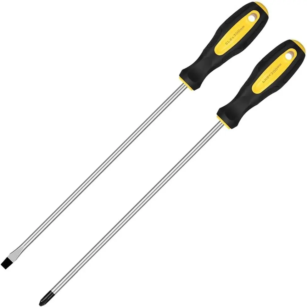 2 count 12-Inch Phillips & Flat  Set, Long   & Slotted  Design, 6mm Tip  Extended