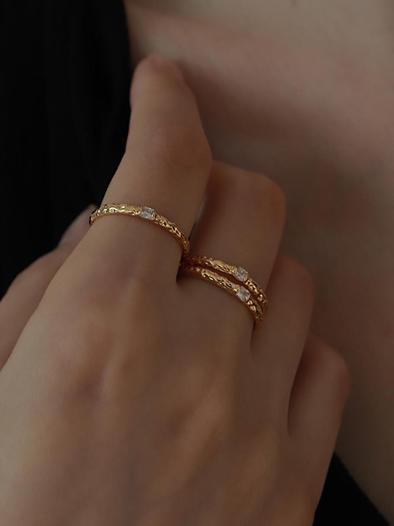 S925 Sterling Silver Square Zirconia Ring, Fashion Jewelry for Party, Daily Clothing Decor, Trendy All-match & Exquisite Jewelry for Birthday Gift, Solitaire Stackable Rings