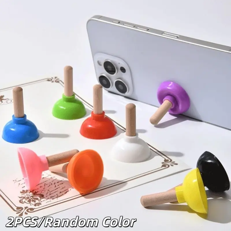 2 Pcs Mini Plunger Suction Cup Phone Stand, Magic Prop Suction Holder, Colored Suction Base for Phones, MP3, MP4 Devices