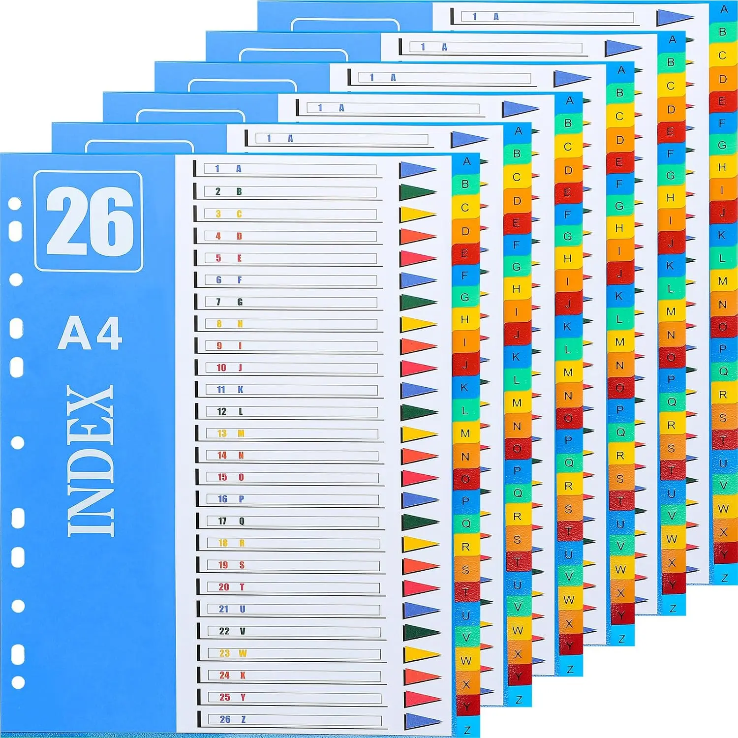 6 Sets Plastic 3 Ring Binder Dividers with Tabs Multicolor Tab Heavy Duty Alphabetical File Adhesive Colorful A-Z Dividers for Reading Notebooks and Classify Files